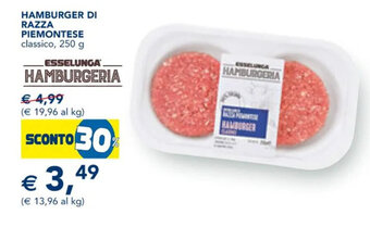 Esselunga HAMBURGER DI RAZZA PIEMONTESE classico, 250 g offerta
