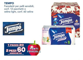 Esselunga TEMPO Fazzoletti per pelli sensibili conf. 12 pacchetti offerta