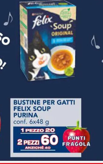 Esselunga BUSTINE PER GATTI FELIX SOUP PURINA conf. 6x48 g offerta