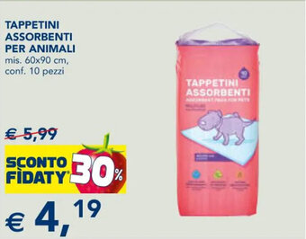 Esselunga TAPPETINI ASSORBENTI PER ANIMALI mis. 60x90 cm, conf. 10 pezzi offerta
