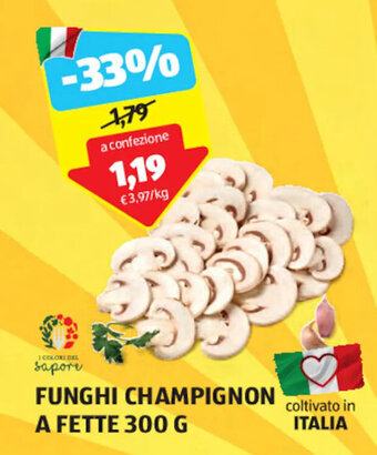 ALDI FUNGHI CHAMPIGNON A FETTE 300 G offerta