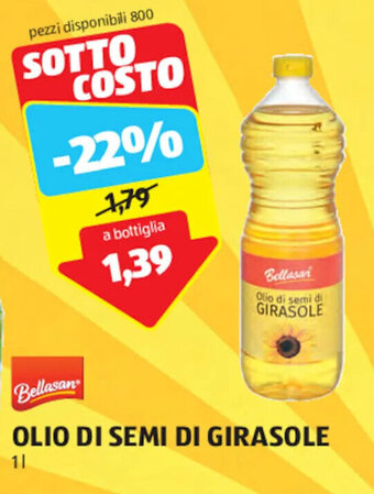 ALDI Bellasan OLIO DI SEMI DI GIRASOLE 1 l offerta