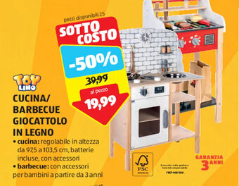 TOY LINO CUCINA/ BARBECUE GIOCATTOLO IN LEGNO