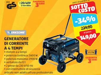ALDI WORKZONE GENERATORE DI CORRENTE A 4 TEMPI offerta