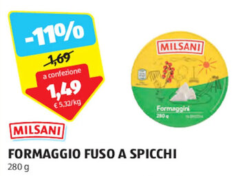 ALDI MILSANI FORMAGGIO FUSO A SPICCHI 280 g offerta