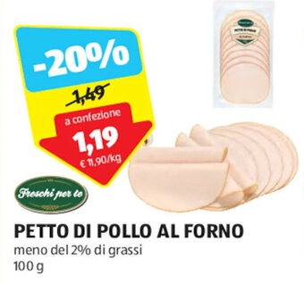 ALDI Freschi per te PETTO DI POLLO AL FORNO 100 g offerta