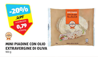 ALDI LA CESTA MINI PIADINE CON OLIO EXTRAVERGINE DI OLIVA 100 g offerta