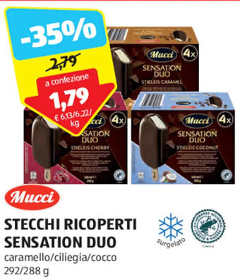 ALDI Mucci STECCHI RICOPERTI SENSATION DUO 292/288 g offerta