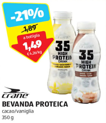 ALDI Crane BEVANDA PROTEICA cacao/vaniglia 350 g offerta