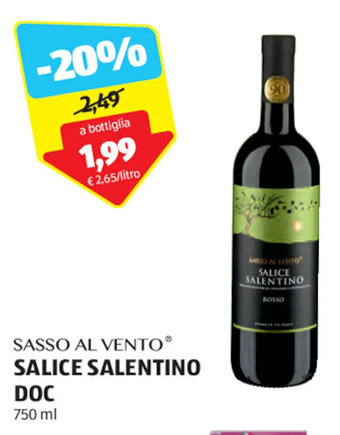 ALDI SASSO AL VENTO SALICE SALENTINO DOC 750 ml offerta