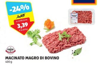 ALDI IL PODERE MACINATO MAGRO DI BOVINO 400 g offerta