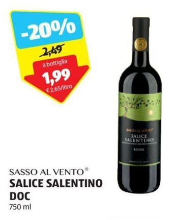 ALDI SASSO AL VENTO SALICE SALENTINO DOC 750 ml offerta