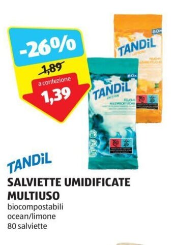 ALDI TANDIL SALVIETTE UMIDIFICATE MULTIUSO offerta