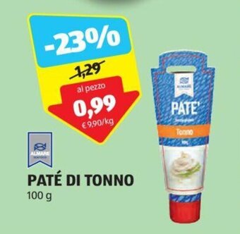 ALDI ALMARE PATÉ DI TONNO 100 g offerta