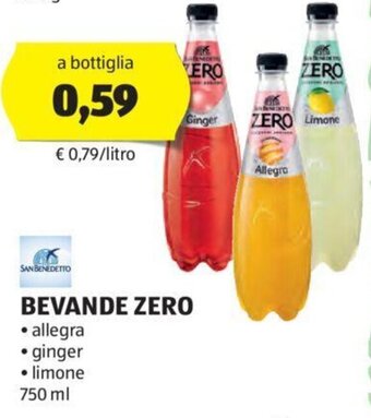 ALDI SAN BENEDETTO BEVANDE ZERO 750 ml offerta