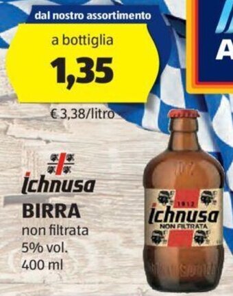 ALDI Ichnusa BIRRA non filtrata 5% vol. 400 ml offerta