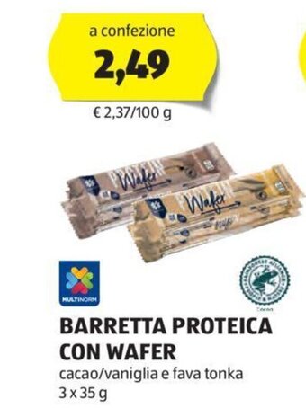 ALDI BARRETTA PROTEICA CON WAFER 3 x 35 g offerta