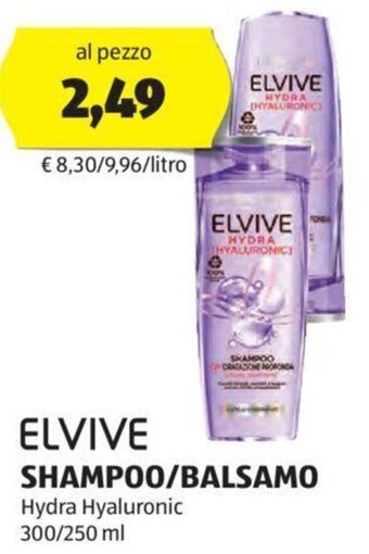 ALDI ELVIVE SHAMPOO/BALSAMO Hydra Hyaluronic 300/250 ml offerta