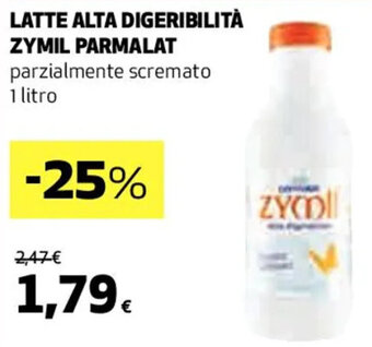 Coop LATTE ALTA DIGERIBILITÀ ZYMIL PARMALAT parzialmente scremato 1 litro offerta
