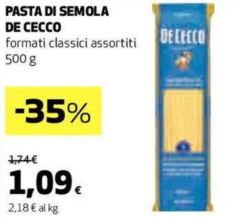 Coop PASTA DI SEMOLA DE CECCO 500 g offerta