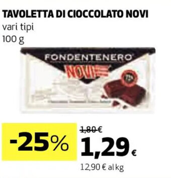 Coop TAVOLETTA DI CIOCCOLATO NOVI vari tipi 100 g offerta