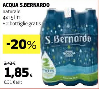 Coop ACQUA S.BERNARDO naturale 4x1.5 litri + 2 bottiglie gratis offerta