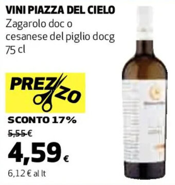 Coop VINI PIAZZA DEL CIELO Zagarolo doc o cesanese del piglio docg 75 cl offerta