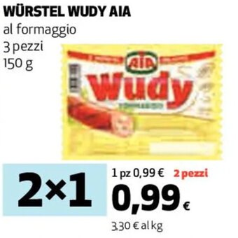 Coop WÜRSTEL WUDY AIA al formaggio 3 pezzi 150 g offerta