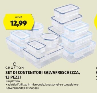 ALDI CROFTON SET DI CONTENITORI SALVAFRESCHEZZA, 13 PEZZI offerta