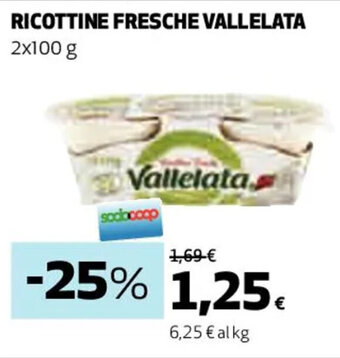 Coop RICOTTINE FRESCHE VALLELATA 2x100 g offerta