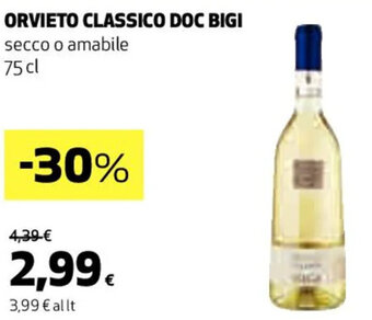 Coop ORVIETO CLASSICO DOC BIGI secco o amabile 75 cl offerta
