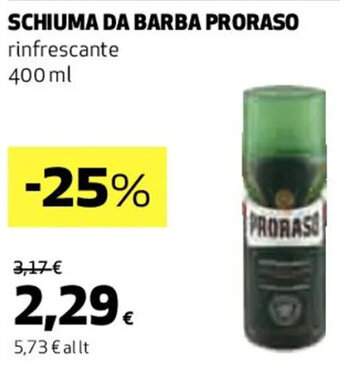 Coop SCHIUMA DA BARBA PRORASO rinfrescante 400 ml offerta
