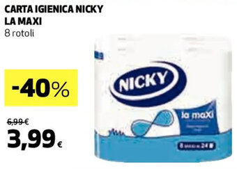 Coop CARTA IGIENICA NICKY LA MAXI 8 rotoli offerta