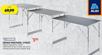 ALDI WORKZONE TAVOLO MULTIUSO, 3 PEZZI offerta