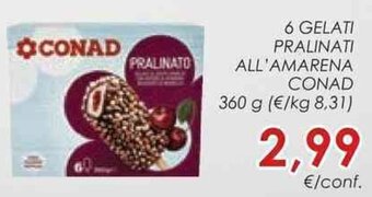 Conad 6 GELATI PRALINATI ALL'AMARENA CONAD 360 g offerta