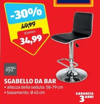 ALDI LIVING STYLE SGABELLO DA BAR offerta