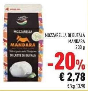 Conad MOZZARELLA DI BUFALA MANDARA 200 g offerta