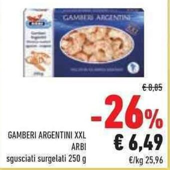 Conad GAMBERI ARGENTINI XXL ARBI sgusciati surgelati 250 g offerta