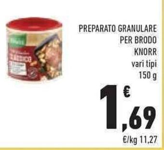 Conad PREPARATO GRANULARE PER BRODO KNORR vari tipi 150 g offerta