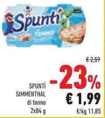 Conad SPUNTI SIMMENTHAL di tonno 2x84 g offerta