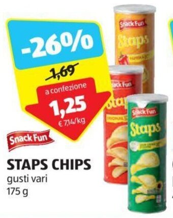 ALDI Snack Fun STAPS CHIPS gusti vari 175 g offerta