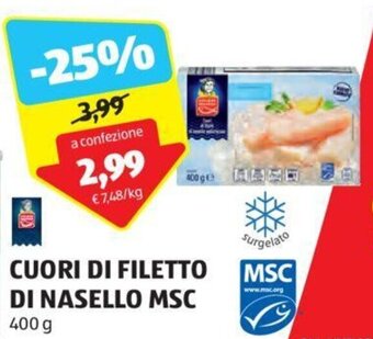 CUORI DI FILETTO DI NASELLO MSC 400 g