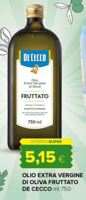 Tigre OLIO EXTRA VERGINE DI OLIVA FRUTTATO DE CECCO ml 750 offerta