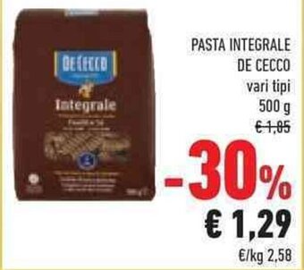 Conad PASTA INTEGRALE DE CECCO 500 g offerta