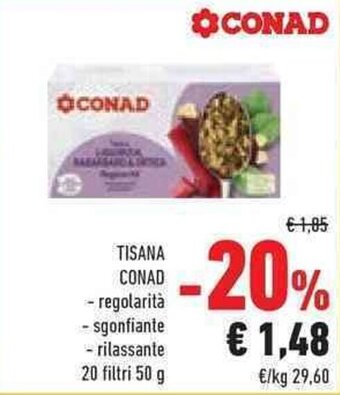 Conad TISANA CONAD - regolarità - sgonfiante - rilassante 20 filtri 50 g offerta