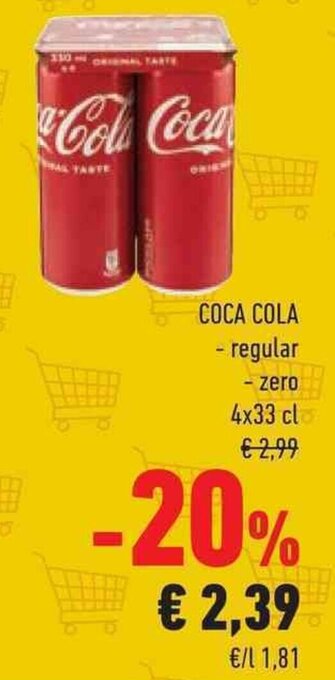 Conad COCA COLA - regular - zero 4x33 cl offerta