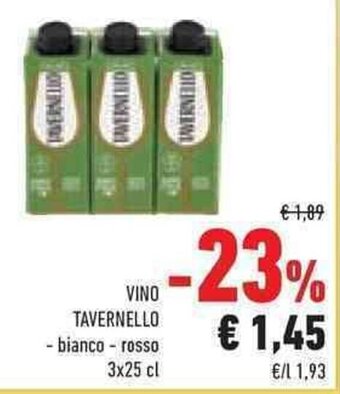 Conad VINO TAVERNELLO - bianco - rosso 3x25 cl offerta