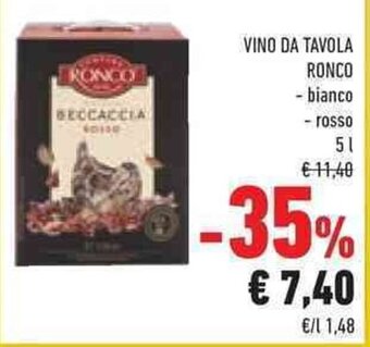 Conad VINO DA TAVOLA RONCO - bianco - rosso 5 l offerta