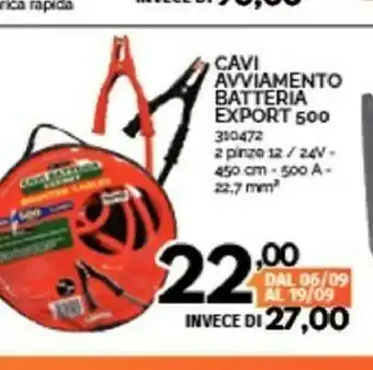 Orizzonte Cavi Avviamento Batteria Export offerta