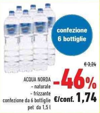 Conad ACQUA NORDA - naturale - frizzante confezione da 6 bottiglie pet da 1,5 l offerta